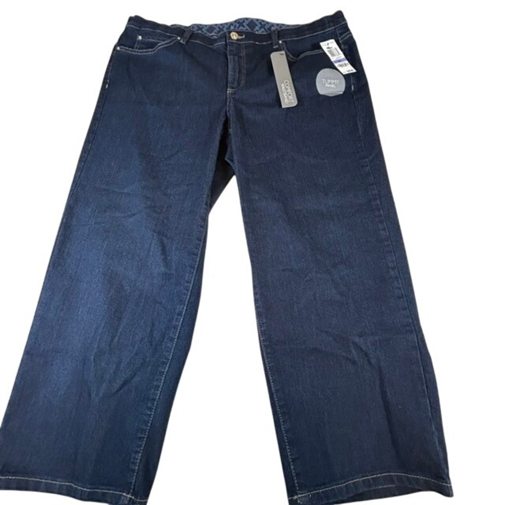 NWT JM Collection Comfort Waistband Tummy Control Stretch Jeans 18 $49 Wide Leg
